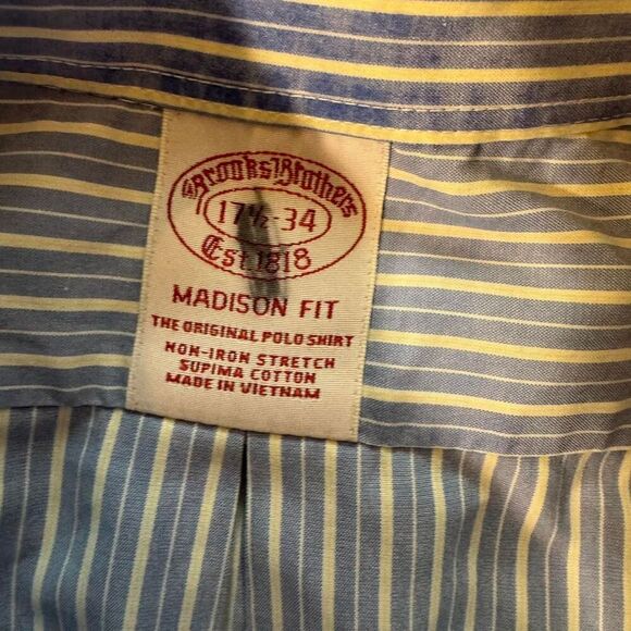 Brooks Brothers Madison Fit Blue and white striped long sleeve button up shirt - Picture 5 of 5
